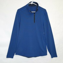 Lululemon Studio 1/2 Zip Mens Sz M L Blue Navy Stripe Long Sleeve Pullover Top - £29.39 GBP