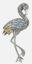 Red Ruby and Marcasite 925 Sterling Silver Flamingo Brooch / Pendant 20 Inches - £47.92 GBP