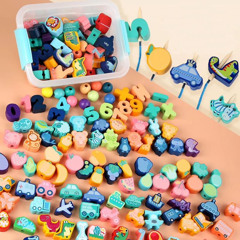 Beads Toys Geometric Figurebeads Threading Beaded Montessori Educational... - £8.76 GBP+