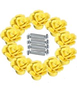 10 pcs YELLOW Ceramic Vintage Floral Rose Cabinet Knobs USA SELLER Fast ... - £15.62 GBP