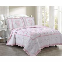 MPN 2 Piece Floral Patchwork Pattern Quilt Twin Set, Beautiful Embroider... - $98.00