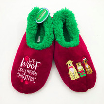 Snoozies Men&#39;s Slippers We Woof You A Merry Christmas Large 11/12 Burgundy - £10.26 GBP