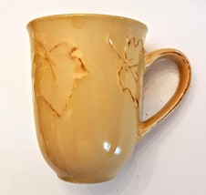 Autumn Leaf Coffee Mug Maize Yellow Brown Mustard Sand Color Pottery Tea... - $19.72