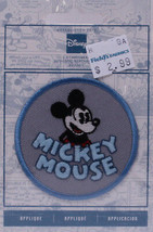 Wrights Mickey Mouse Iron On Applique Grey Blue Badge Disney Appliques M211.06 - £2.39 GBP