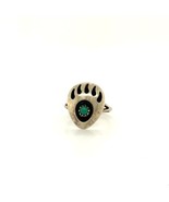Vintage Sterling Silver Southwest Shadow Box Paw Green Turquoise Ring Ba... - $733.85 MXN