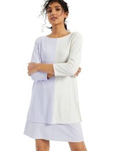 Alfani Womens Medium Lightest Lilac Colorblocked Boat Neck Tunic Top NWT E34 - £21.24 GBP