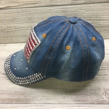 Denim American Flag with Bling Baseball Cap Great For A Trump Rally Hat Ladies - £11.84 GBP