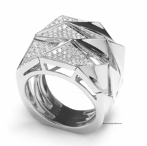 925 Bright Polish Silver With Shiny 1.16ct Cubic Zirconia Geometric Women&#39;s Ring - £530.57 GBP