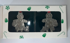 Longaberger Roger &amp; Ginger Pewter Christmas Ornaments Gingerbread Boy and Girl - £9.39 GBP