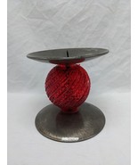 Red Ornate Circular Candlestick Holder 5&quot; Diameter - $108.65 CAD