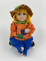 Scarecrow Porcelain Halloween 8” Doll Mcfield International Co - £13.24 GBP