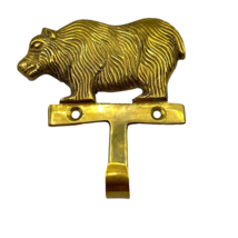 Vintage Solid Brass Bear Wall Hanging Plant Hat Coat Purse Key Towel Hook India - £14.62 GBP