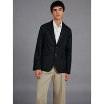 Geoffrey Beene Boys Black Pinstripe Blazer Two Button Suit Jacket Formal... - $12.76