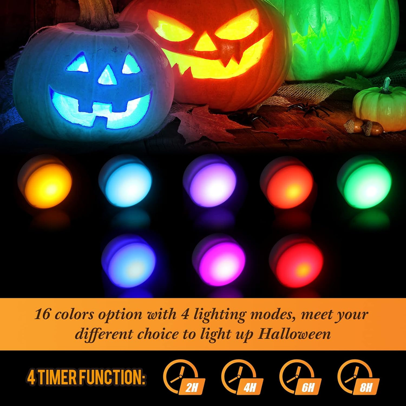 4 Pieces Halloween LED Pumpkin Lights with Remote 16 Multi Colors Timer Colored  Item image 4