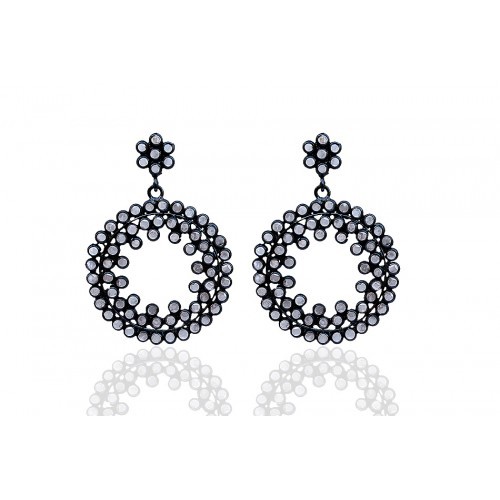 Oscar Fashion Black Plated White Cubic Zirconia Setted Drop Earring - £19.17 GBP