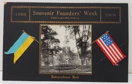 Philadelphia PA Founders Week Independence Hall Flag Pennant Postcard AA2 - $14.95