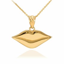 10k Yellow Gold Lady Love Kissing Lips Charm Pendant Necklace - £84.97 GBP+