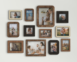 12 pieces wall mounted wooden photo frame set Different size frames Cust... - $2,736.31 MXN