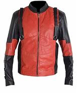 Bestzo Mens Deadpool Jacket Lamb Leather Red &amp; Black L - £169.73 GBP