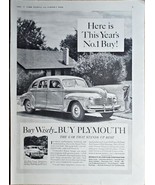 1940&#39;s PLYMOUTH NO. 1 BUY CAR-More Power-Chrysler Corp-Vintage Print Ad-... - £9.68 GBP