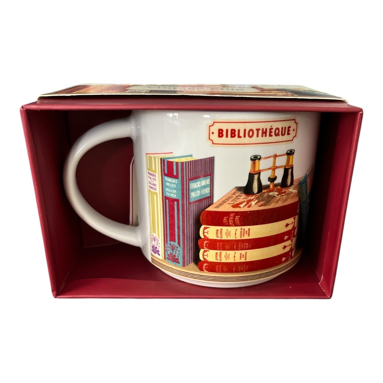 Cavallini &amp; Co. Vintage Mug – Library Books Design – 14 oz Ceramic – 202... - $16.00