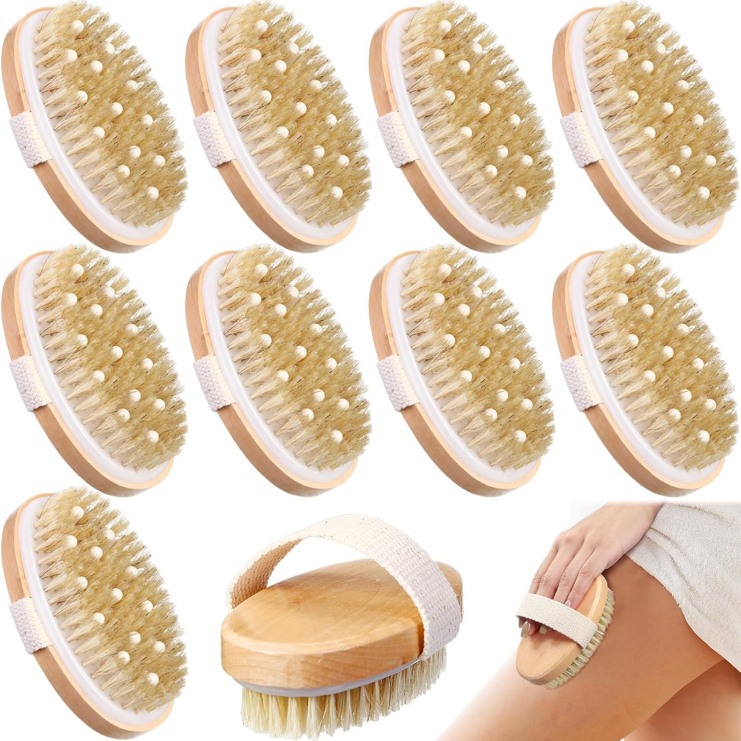 10 Pcs Dry Brushes For Body Dry Brushing Body Brush Exfoliating Brush With Massa