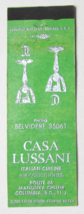 Casa Lussani - Columbia, New Jersey Italian Restaurant 20 Strike Matchbook Cover - £1.39 GBP