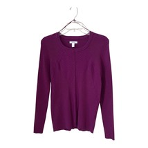 Nine West Women’s XL Ribbed Sweater Purple Metallic Blend Long Sleeve Pu... - $17.85