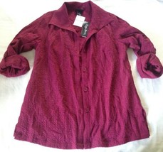 Maggie Barnes Fuchsia Jacket Top with Faux Shell Women Size 00X Roll Tab Sleeves - £10.44 GBP