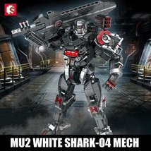 Heavy Duty Mecha Robot Building Blocks MU2 White Shark MOC Bricks Model Kids Toy - £38.87 GBP