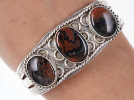 40&#39;s-50&#39;s Navajo heavy stamped silver petrified wood bracelet - $242.55