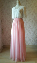 Peach Pink Long Tulle Skirt Outfit Bridesmaid Custom Plus Size Tulle Maxi Skirts image 2