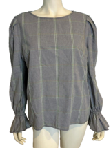 Who What Wear Women&#39;s Pullover Blouse Black/White Plaid Sz Large - £11.17 GBP