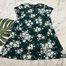 J Jill Wearever Collection Shift Dress Size L Green White Floral Short Sleeve - £24.91 GBP