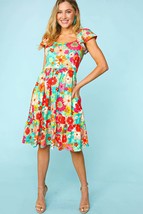 Haptics Floral Square Neck Short Sleeve Dress - £38.32 GBP