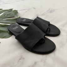 Eileen Fisher Womens Flat Sandals Size 7.5 Black Leather Slip On Slides - £27.82 GBP