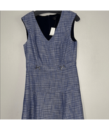 Ann Taylor Blue Tweed Dress with V-Neck Sleeveless Design - $810.34 MXN