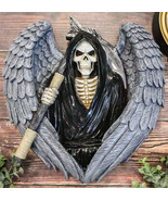 Gothic Grim Reaper Skeleton with Angel Wings Holding Scythe Heart Wall D... - $915.35 MXN