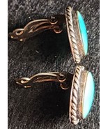Sterling Silver Turquoise Earrings KC Signed Native American Vintage Gem... - £108.98 GBP