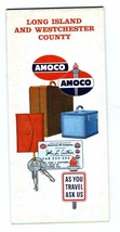 American Oil Company AMOCO Map of Long Island &amp; Westchester County 1960 - $14.83