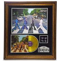 The Beatles &quot;Abbey Road&quot; Framed Gold LP Record Collage #D/25 w/ Autograp... - £1,077.08 GBP