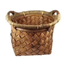 Vintage Handmade Rattan Wicker Natural Woven Fruit Basket With Handles 14x11 - £44.81 GBP