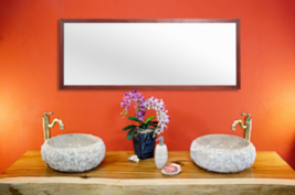 Washbasin Plate Suar Wood Natural Edge Real Wood Solid Natural Edge Bath... - $1,370.36+