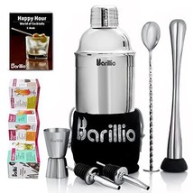 barillio Elite Cocktail Shaker Set Bartender Kit 24 oz Stainless Steel M... - £33.33 GBP