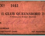 1930s Queensboro Boston Massachusetts Club Card Subscription Ma 11 Kneel... - $16.40