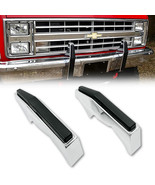 Front Chrome Steel &amp; Black Pad Bumper Guards Pair for 1973-80 Chevy &amp; GM... - £230.72 GBP