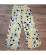 Zara Basic Collection Women&#39;s Size M Pants Yellow Floral Print Wide Leg ... - $530.18 MXN