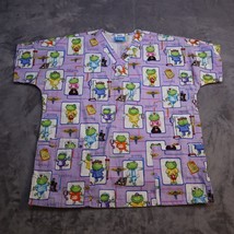 Scrub HQ Nurse Top Printed Shirt Short Sleeve Purple Caring Uniform Wome... - $379.43 MXN