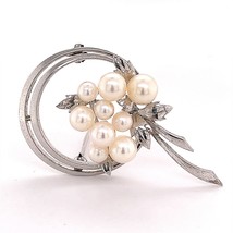 Mikimoto Estate Akoya Pearl Brooch Sterling Silver 6.25 mm 6.8g M245 - £315.75 GBP