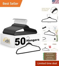 Space-Saving Slim Black Hangers with Chrome Hook - 50 Pack for All Garments - $46.50
